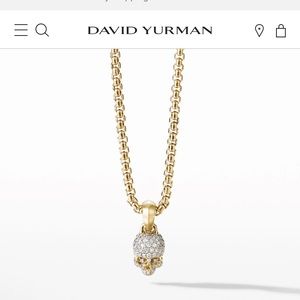NEW David Yurman Skull Charm with Full Pavé Diamonds and 18k Yellow Gold